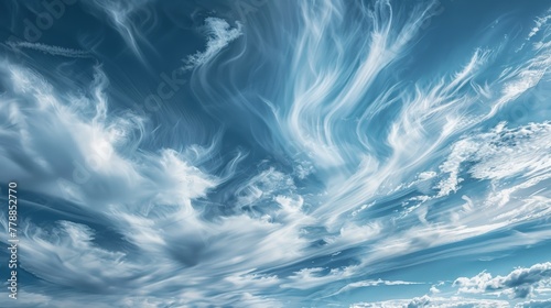 Majestic cirrus clouds in a dynamic blue sky photo