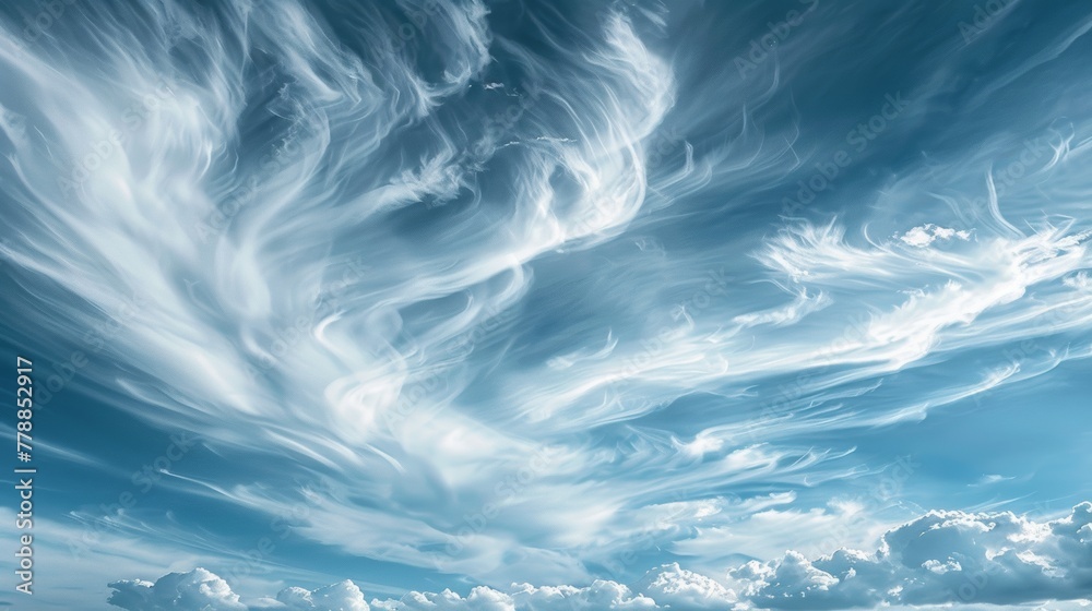 Whimsical clouds in a serene blue sky