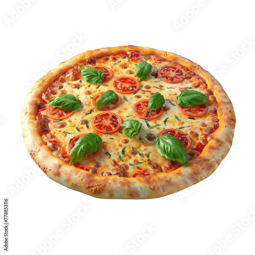 Pizza with fresh tomatoes and basil