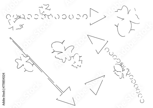 蝶尾の金魚の矢印アイコンイラストセット（手描き線画） photo