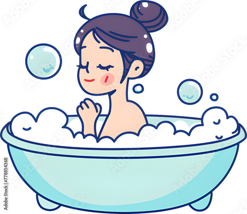 Bubble bath in the bathtub, bubbles, bath, bathtub