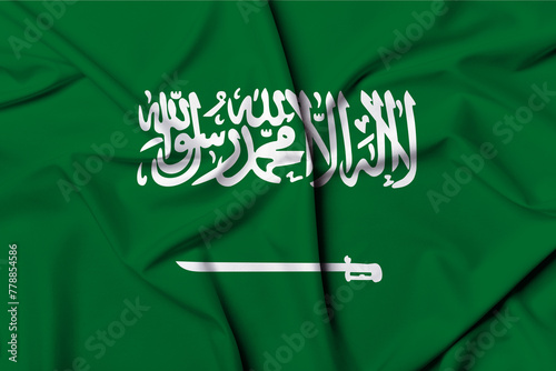 Beautifully waving and striped Saudi Arabia flag, flag background texture with vibrant colors and fabric background