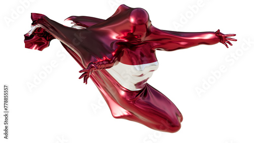 Abstract Form Clad in the Maroon and White of the Latvian Flag in Ethereal Motion