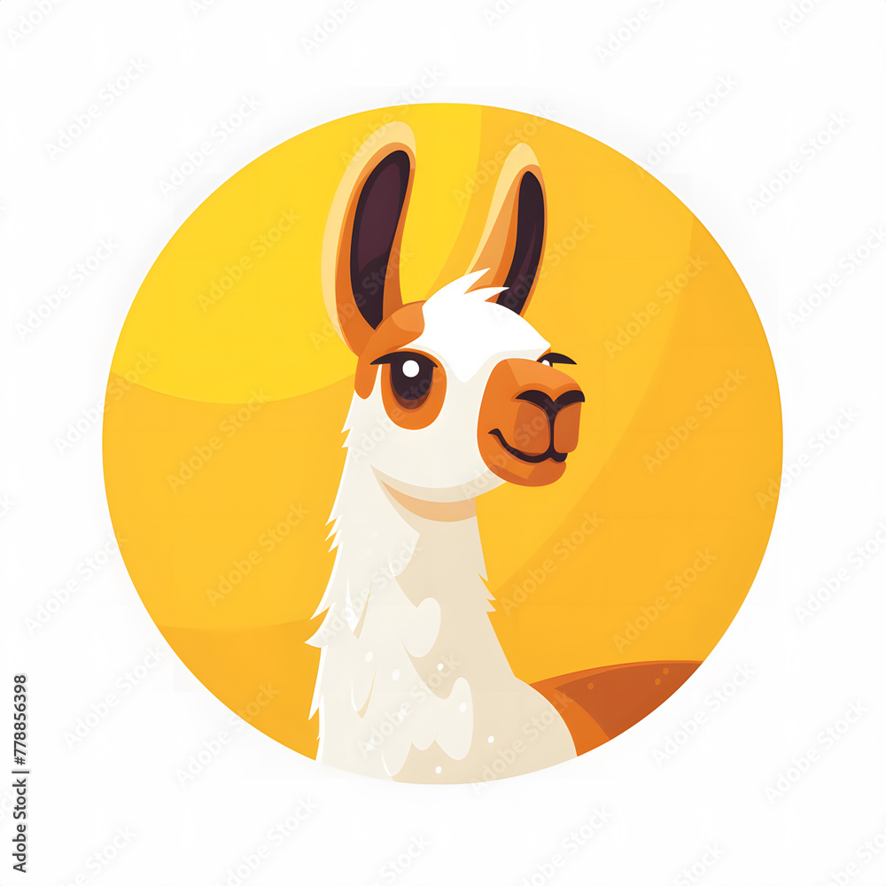 Naklejka premium A cartoon llama with a big smile on its face.
