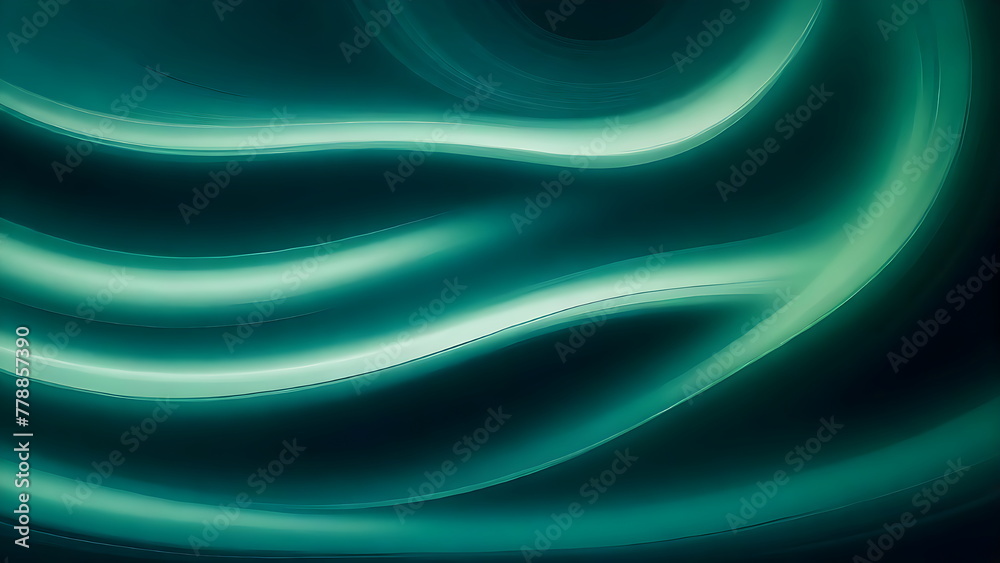 Obraz premium Dynamic silk wave green gradient on black background