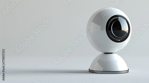 a studio shot of a closeup of a modern, minimalist icon of a webcam rendered in 3D with a white background