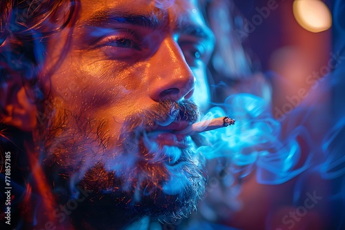 Man With Beard Smoking a Cigarette
