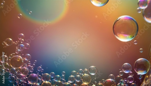 A close-up of iridescent bubbles floating against a warm, sunlit gradient background, evoking a sense of lightness and wonder