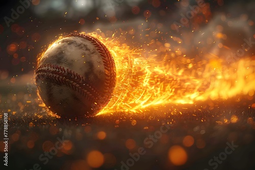 Baseball on Fire on Ground