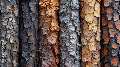 Textured bark patterns on tree trunks