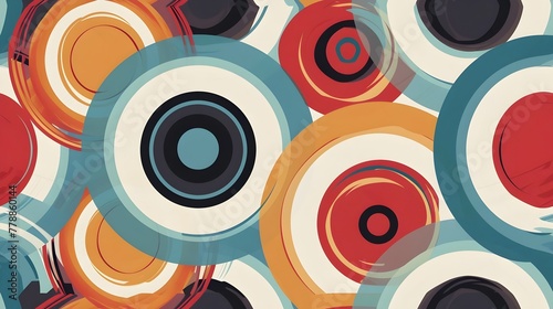 Retro Artistic Background Design: Geometric Shapes Infused with Vintage Vibes, Hand Edited Generative AI