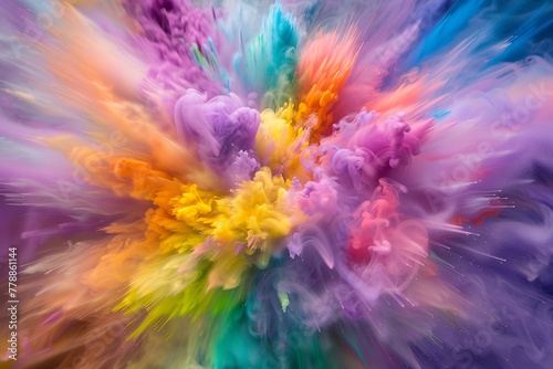 A vibrant explosion of colorful smoke a background that bursts with bright and lively hues, spreading in all directions