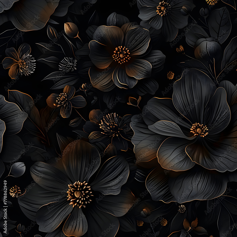 black flower with pattern ai generative black flower with pattern ai generative