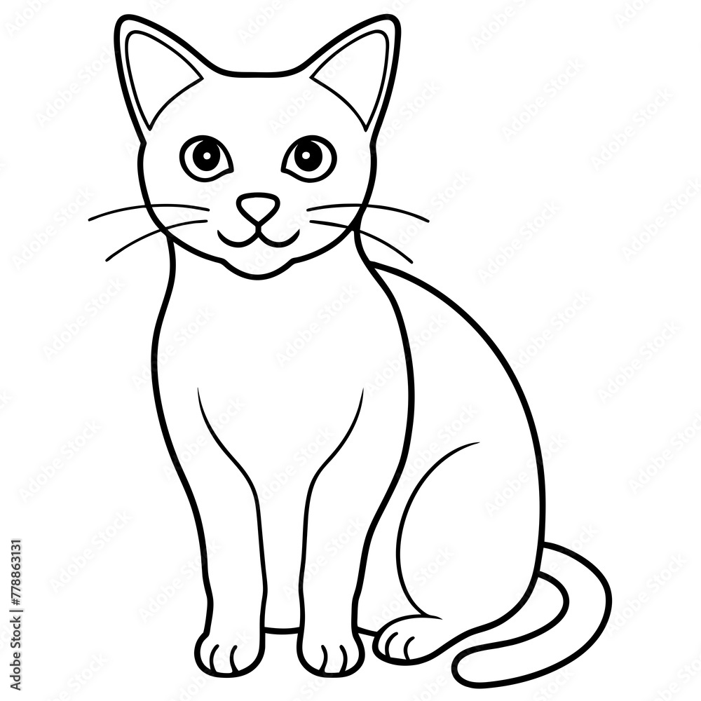   cat vector illustration with line art.
