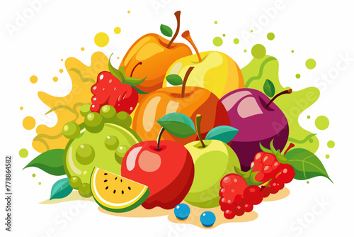 fruit-burst--splash-of-juice--sweet-tropical-fruit vector illustration 