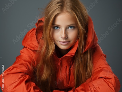 Woman in Red Jacket Posing for Picture