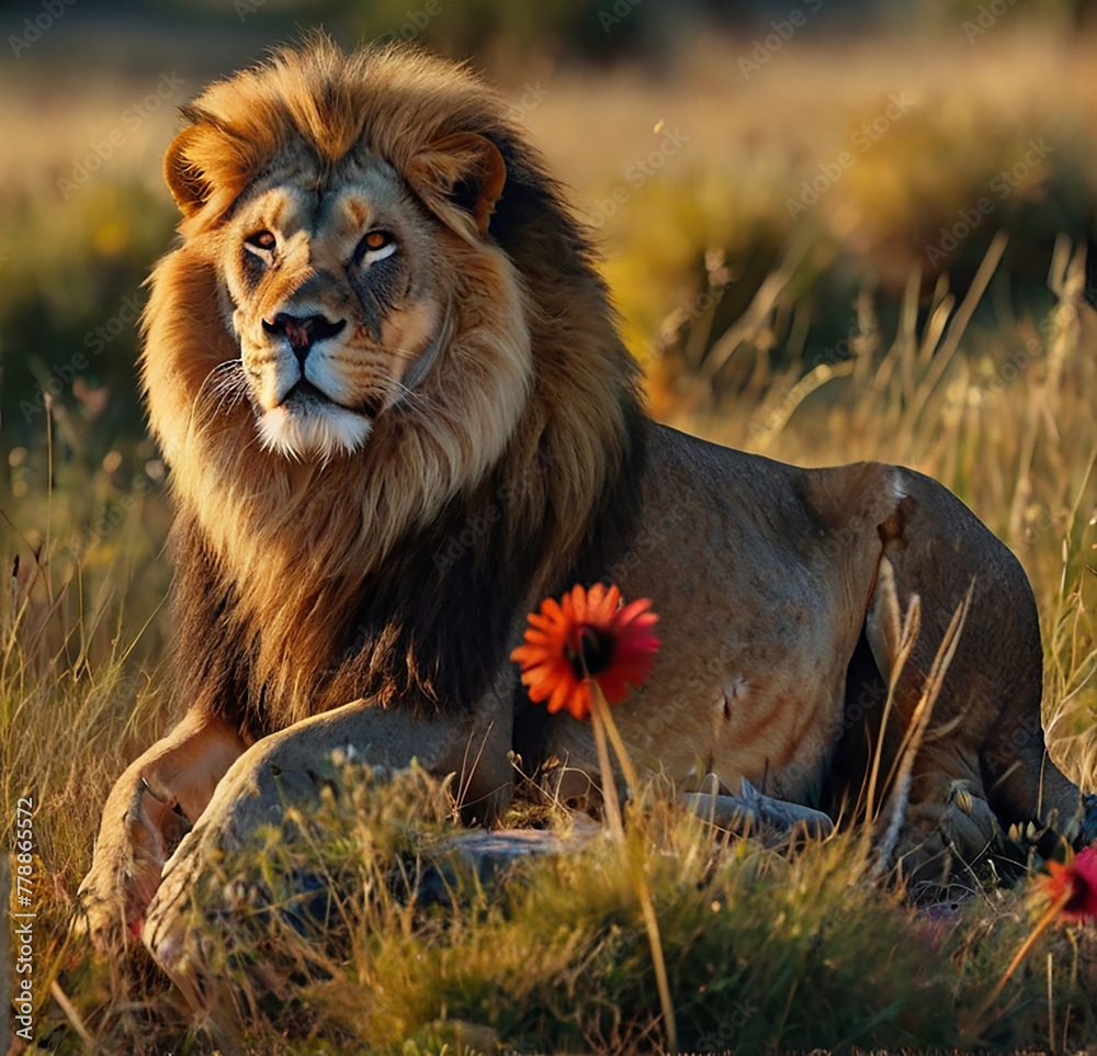 Obraz premium A regal lion. generative ai