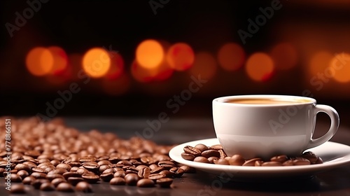 cup of coffee with beans