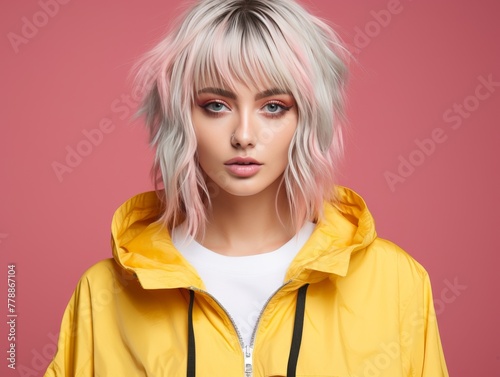 Woman With Blonde Hair in Yellow Jacket