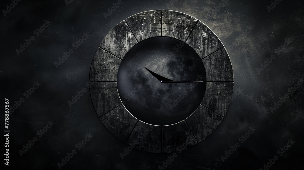 Eclipse countdown wallpaper combination of wall clock and solar eclipse., dark, mysterious, anticipation, celestial event