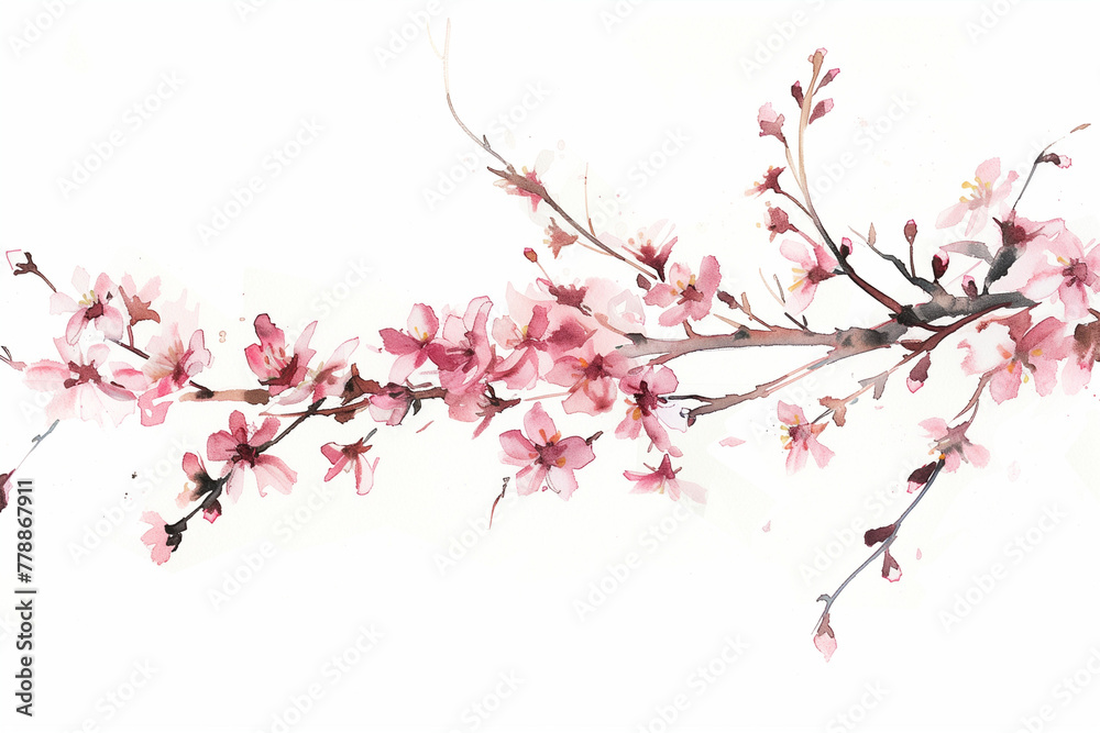 Fototapeta premium Sakura branch. Traditionall watercolor painting