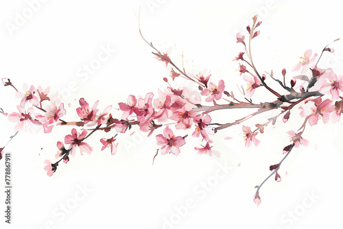 Sakura branch. Traditionall watercolor painting © Ekaterina Shvaygert