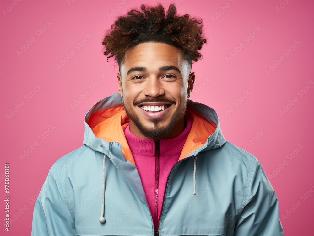Man With Beard Wearing Blue Jacket Man With Beard Wearing Blue Jacket