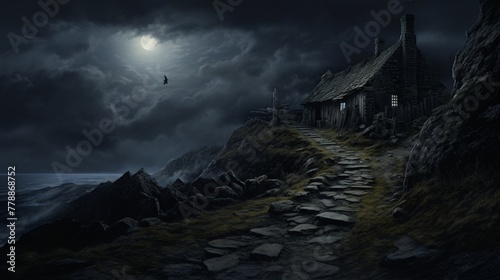 Old abandoned house at the top of the hill