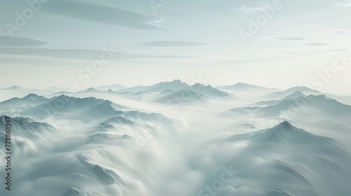 Wallpaper Mural A view of snowy mountains with snow covered peaks covered with fog and snow in winters Torontodigital.ca