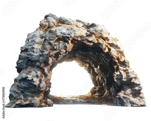 cave opening, mysterious den entrance in bright light, isolated on transparent background