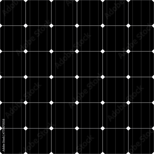 Black solar panel seamless texture vector illustration. Abstract system from poly crystalline square cells, industrial battery collector for alternative sun energy background. Renewable resources photo