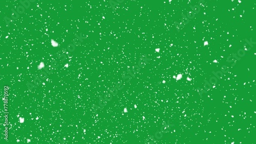 snow falling  on green screen