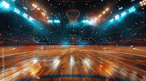 Basketball court on 3d illustration