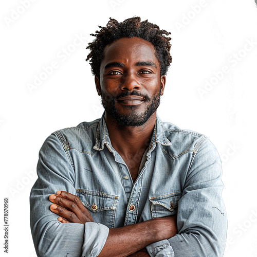 portrait of a afro american male person isolated against transparent background
