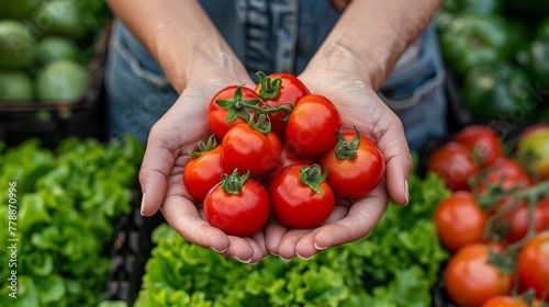 Person Holding Bunch of Tomatoes