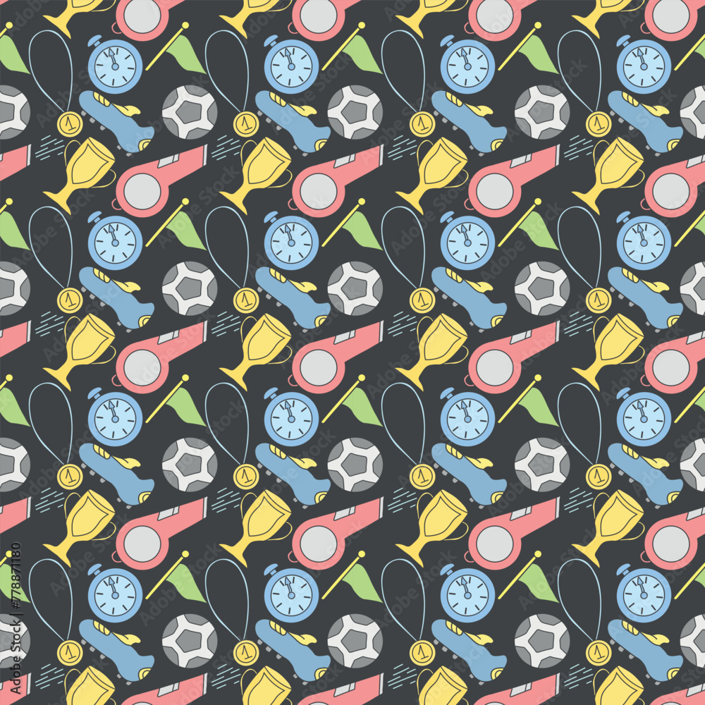 Seamless sport pattern. Background with sports icons. Doodle sport illustration Seamless sport pattern. Background with sports icons. Doodle sport illustration