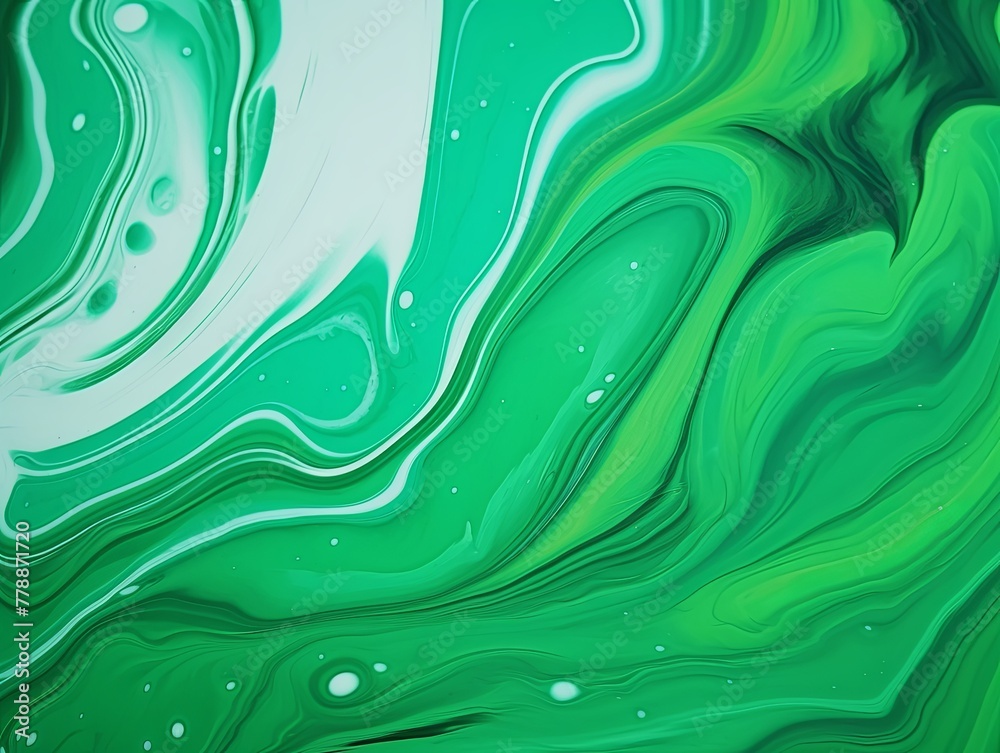 Green fluid art marbling paint textured background with copy space blank texture design 