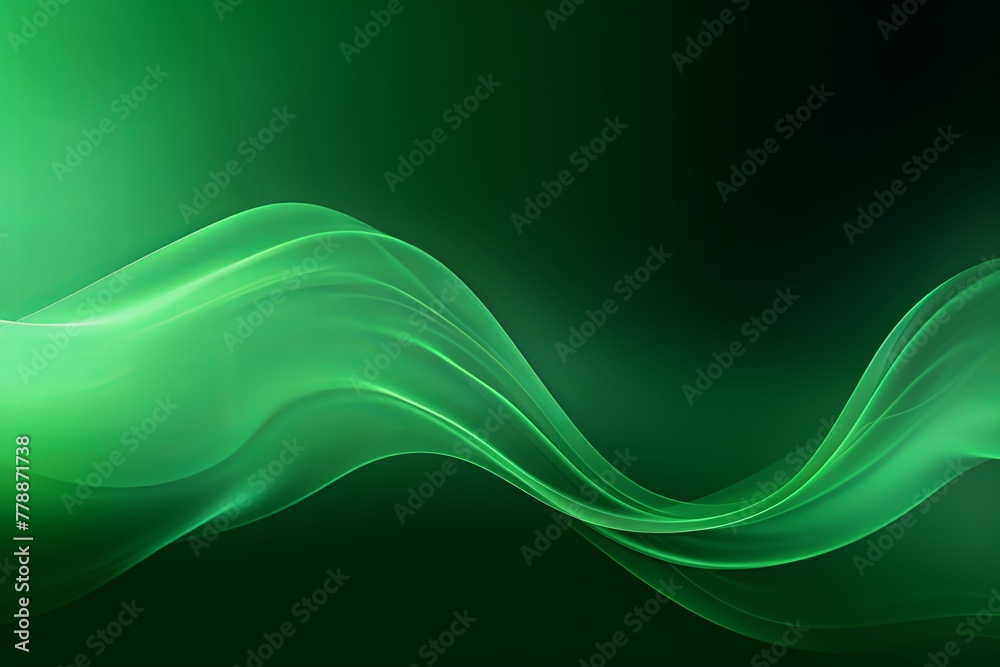 Obraz premium Green fuzz abstract background, in the style of abstraction creation, stimwave, precisionist lines with copy space wave wavy curve fluid design 