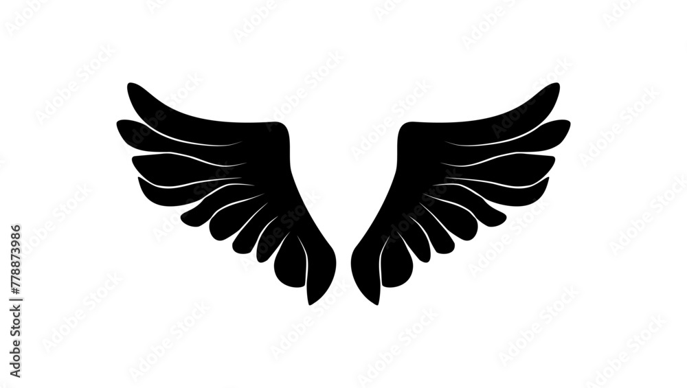 Fototapeta premium wings emblem, black isolated silhouette