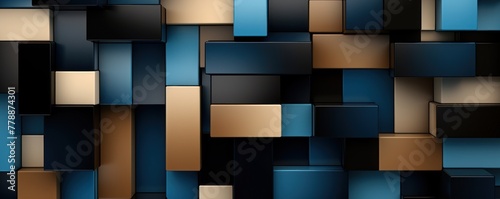 Beige and black modern abstract squares background with dark background in blue striped in the style of futuristic chromatic waves, colorful minimalism pattern