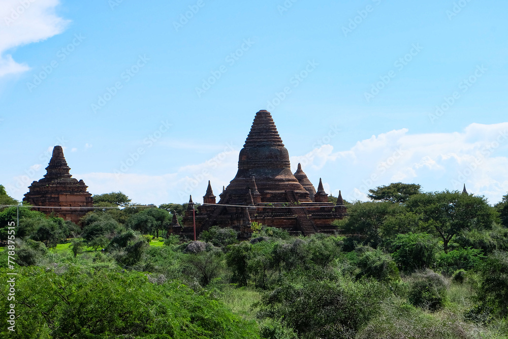 The magical town, Bagan with million of stupa and pagoda spreading across the green field 