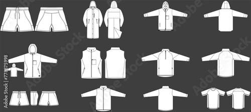 Male Clothes types icons . Clothes set. Vector illustration isolated on Grey Background photo