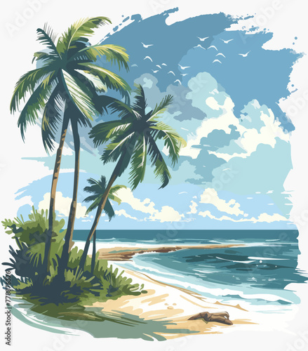 Tropical watercolor plants and flowers, summer holiday banner