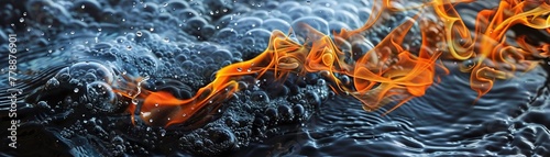 Artwork that showcases the harmonious yet contradictory relationship between water and fire photo