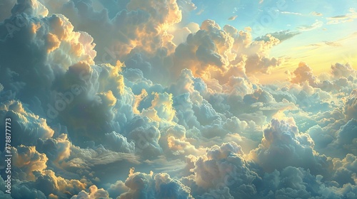 Skies painted with clouds, a canvas of serenity ,3DCG,high resulution photo