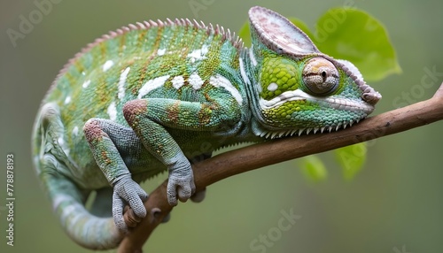 A-Chameleon-With-Its-Body-Coiled-Around-A-Sturdy-V- 2