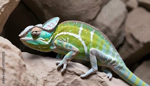A-Chameleon-With-Its-Skin-Blending-Into-A-Rocky-Ou- 2 © Marriba