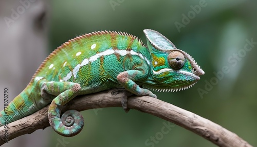 A-Chameleon-With-Its-Tail-Curled-Around-A-Branch- 3