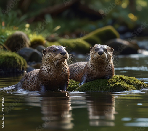 A group of playful otters. generative ai