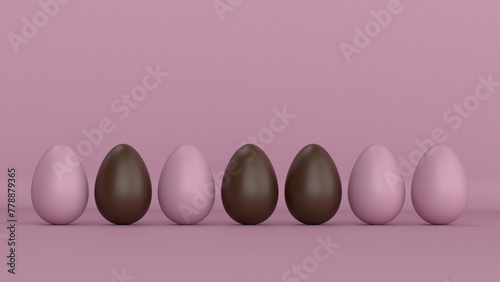 Pink Easter background. 3d render illustration